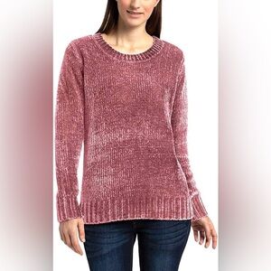 Orvis Chenille Misty Rose Crew Neck Sweater with Chunky Knit and Relaxed Fit